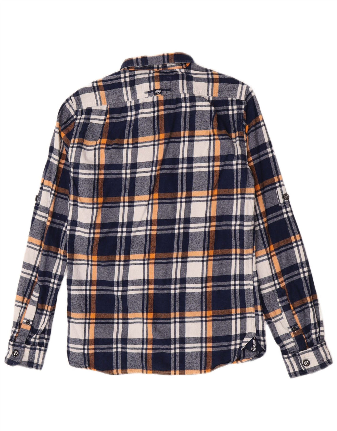 Camicia da uomo in flanella Superdry, cotone a quadri blu navy medio