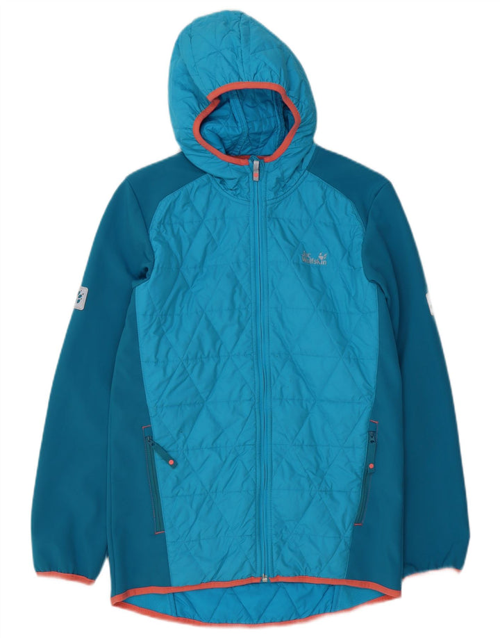 JACK WOLFSKIN Boys Hooded Bomber Jacket 13-14 Years Blue Polyester