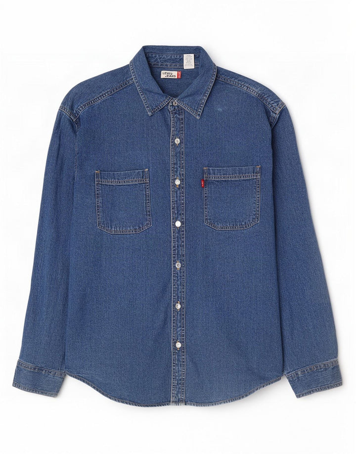 Levi's Denimskjorte til mænd, stor blå bomuld