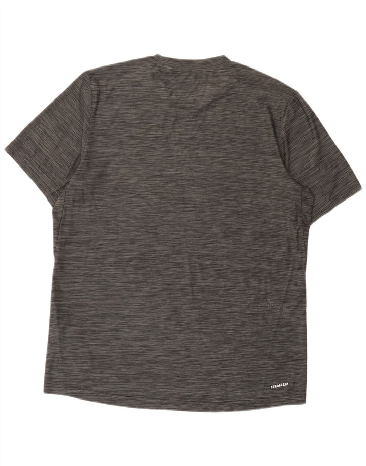 Adidas Mens Aeroready T-Shirt Top Medium Grey Flecked Polyester