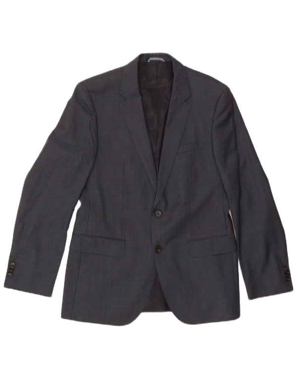 Hugo Boss Mens 2 Button Blazer Jacket EU 48 Medium Grey Houndstooth Wool