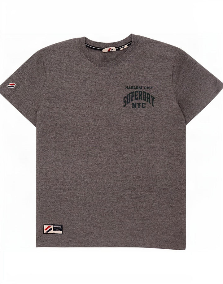 T-shirt grafica da uomo Superdry Top in cotone chiazzato grigio medio