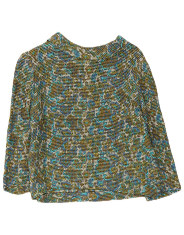 Vintage Womens Crop 3/4 Sleeve Blouse Top UK 12 Medium Multicoloured Floral