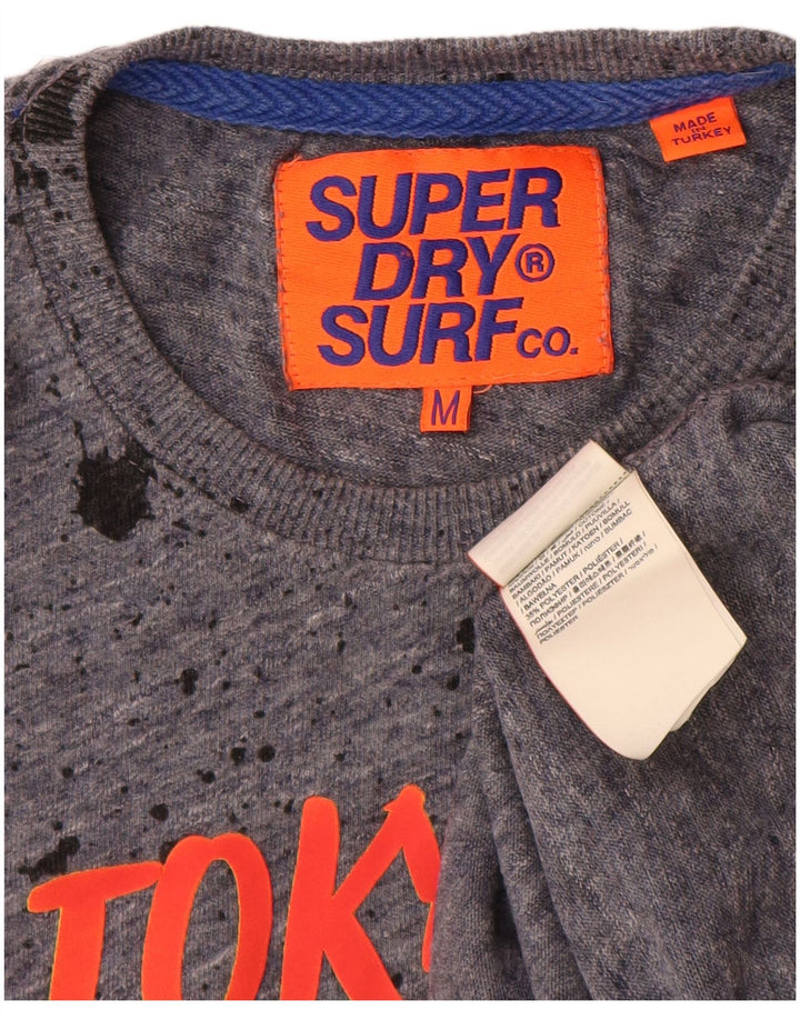 Superdry Mens Graphic T-Shirt Top Medium Grey Tie Dye Cotton