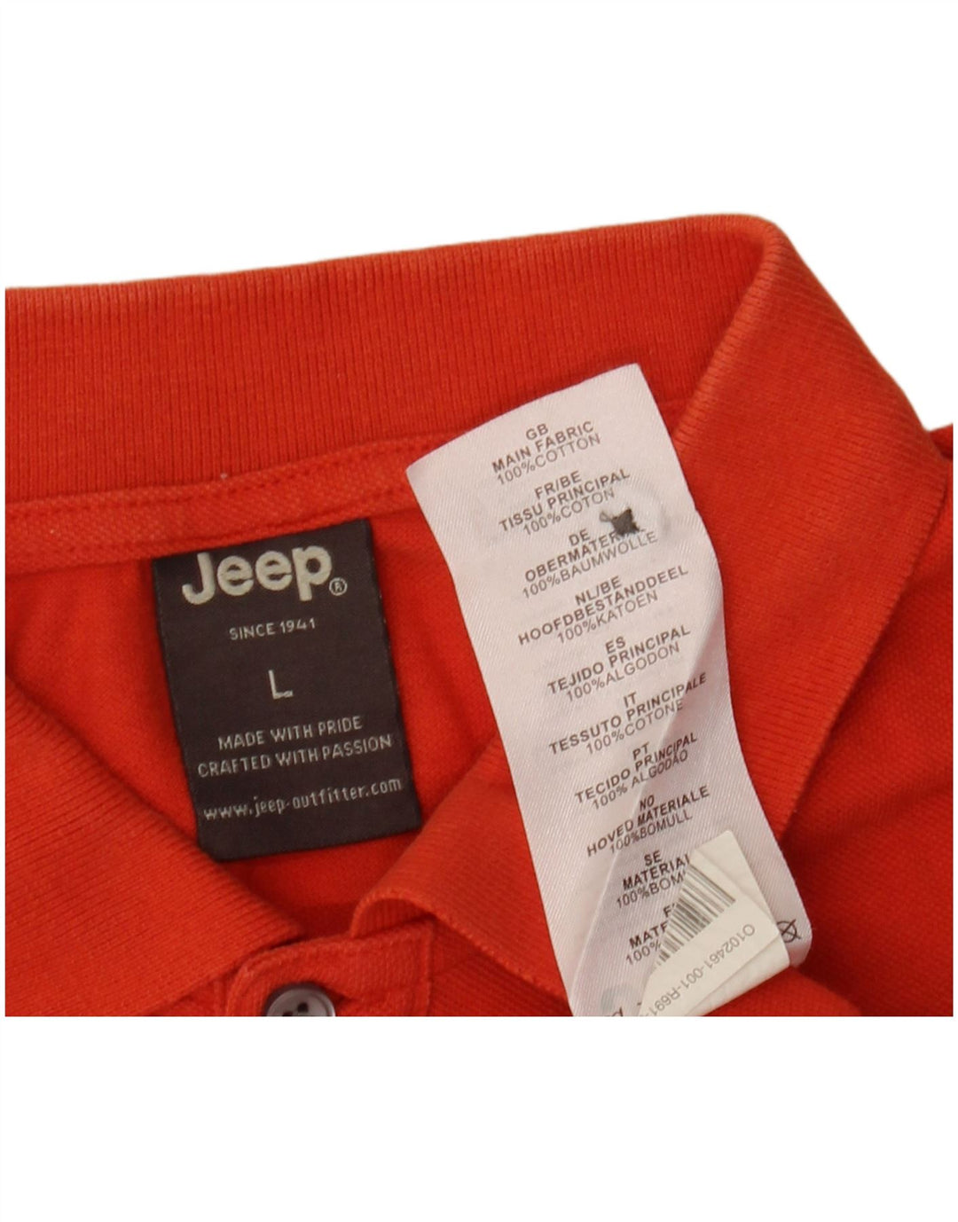 Jeep Mens Polo Shirt Large Orange Cotton