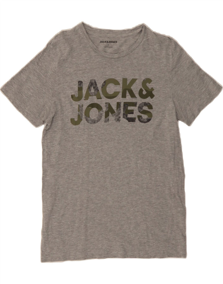 JACK & JONES Mens Graphic T-Shirt Top Small Grey Polyester Classic Vintage Jack & Jones and Second-Hand Jack & Jones from Messina Hembry 