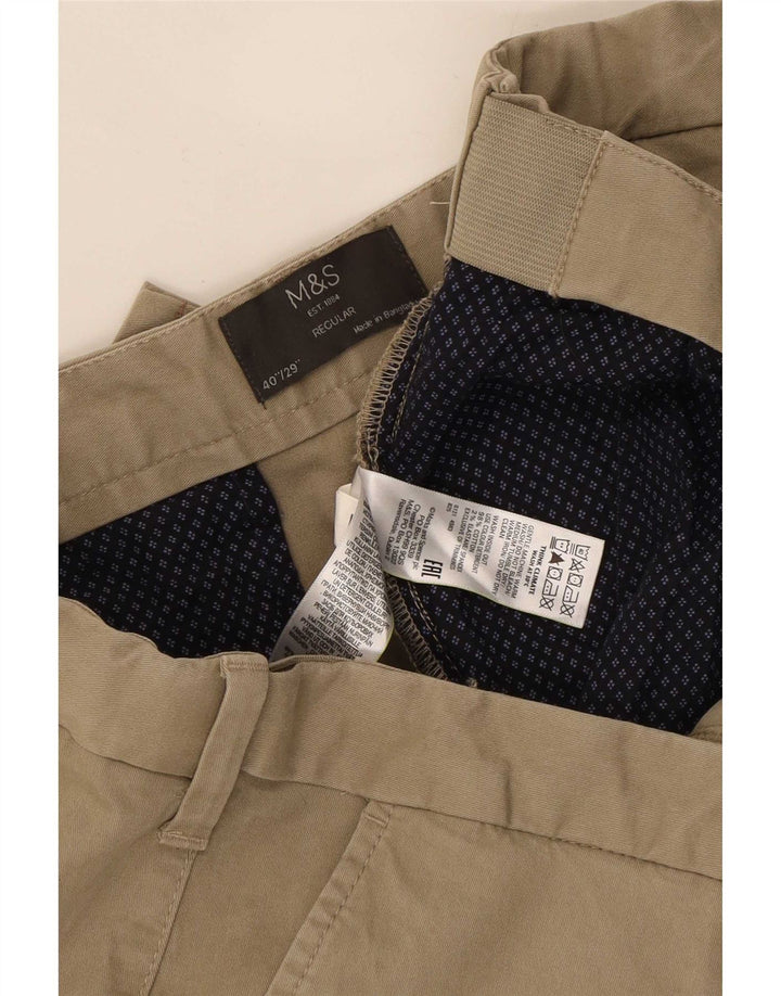 Marks & Spencer Mens Regular Chino Trousers W40 L29 Beige Cotton