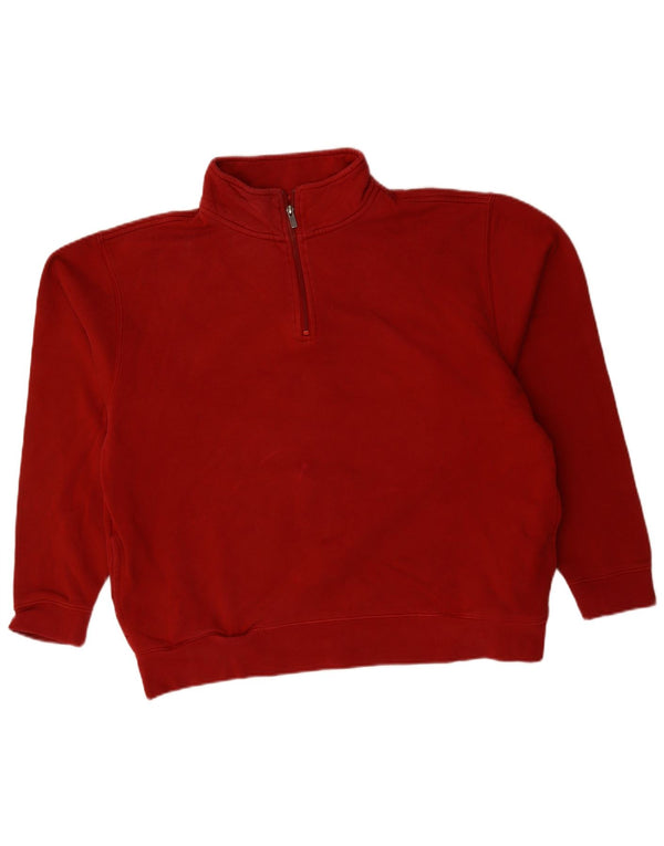 L.L.Bean Mens Zip Neck Sweatshirt Jumper Large Red Cotton