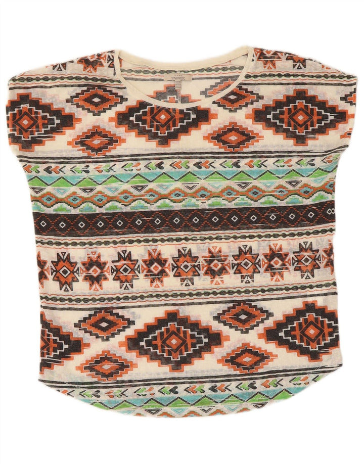Zara Womens T-Shirt Top UK 14 Medium Multicoloured Geometric Polyester