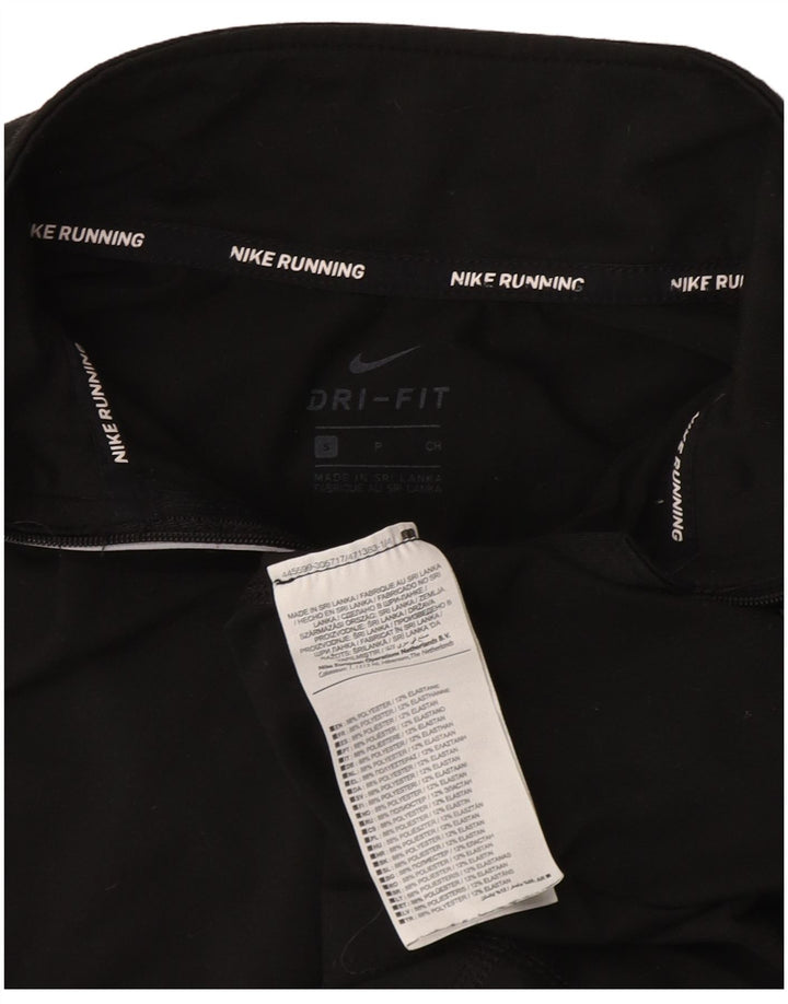 Top della tuta da ginnastica Nike Dri Fit con collo e zip da donna, UK 10, piccola, nera