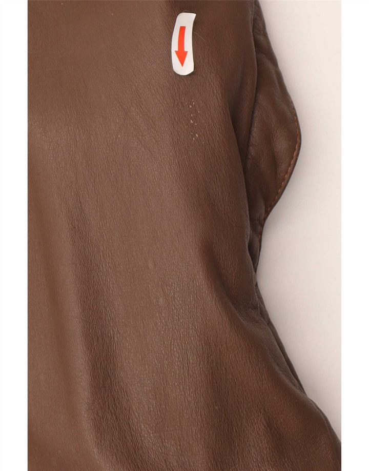 Vintage Mens Military Leather Jacket IT 52 XL Brown