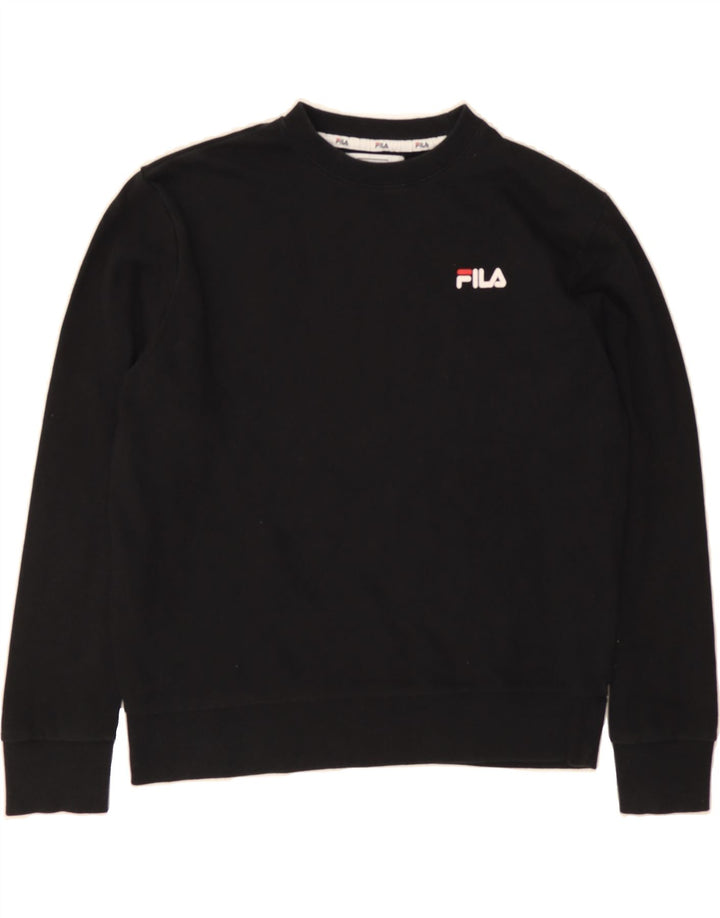FILA Womens Sweatshirt Jumper UK 14 Medium Black Cotton Vintage Fila and Second-Hand Fila from Messina Hembry 