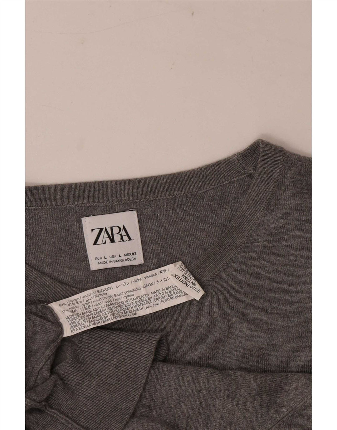 Zara Mens Crew Neck Jumper Sweater Large Grey Viscose
