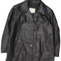 Giacca blazer in pelle vintage da donna a 3 bottoni UK 18 XL in pelle nera