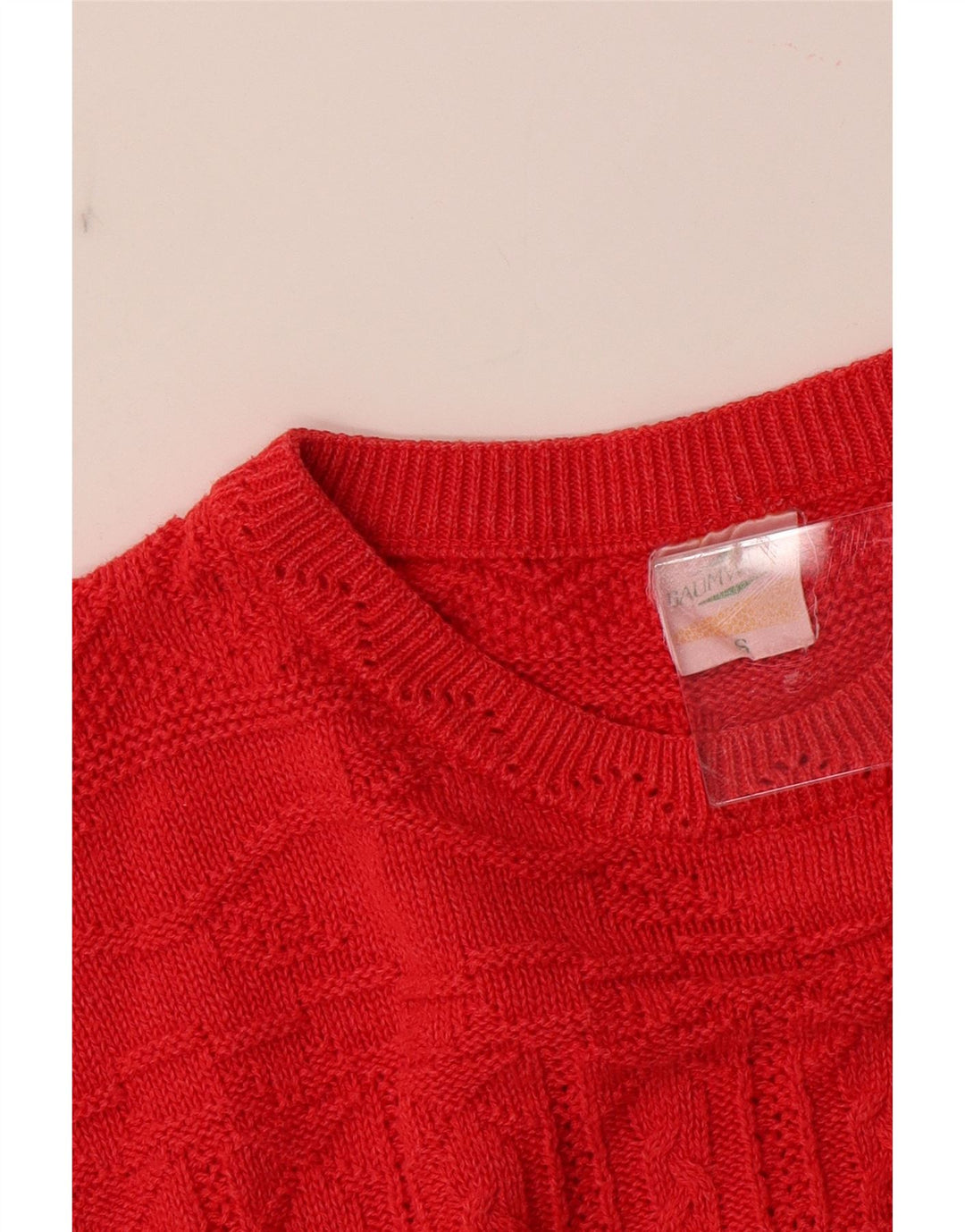 VINTAGE Womens Oversized Crew Neck Jumper Sweater UK 10 Small Red