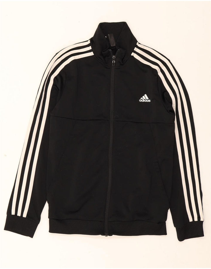 Adidas Boys Tracksuit Top Jacket 11-12 Years Black Polyester