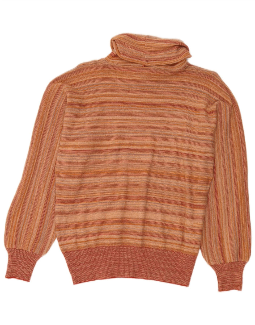 Vintage Womens Roll Neck Jumper Sweater IT 44 Medium Orange Striped