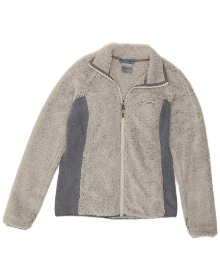 COLUMBIA Womens Interchange Fleece Jacket UK 14 Medium Grey Colourblock