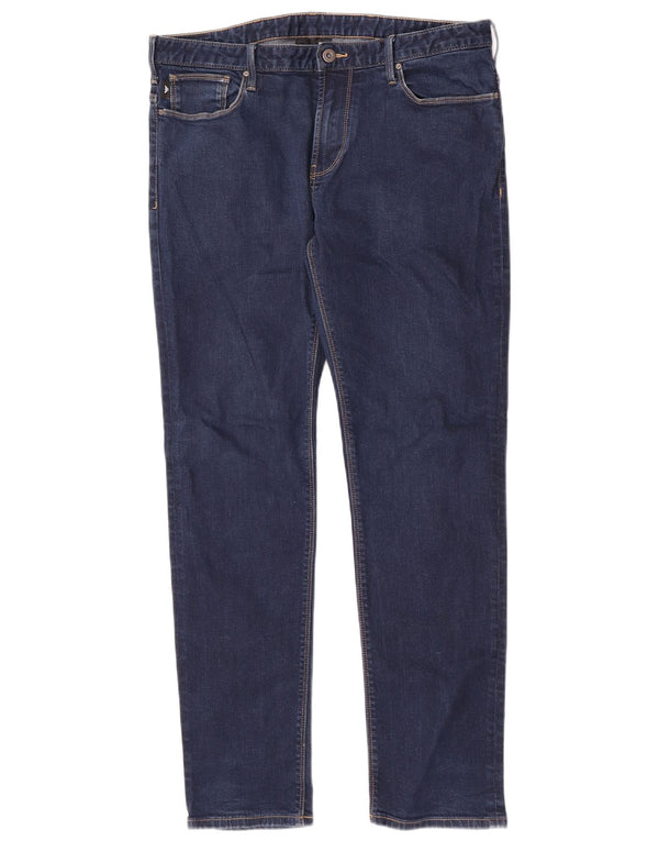 Jeans dritti slim fit da uomo Emporio Armani W34 L30 cotone blu navy