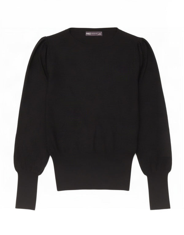 Marks & Spencer Pull col bateau pour femme UK 10 Small Noir Viscose