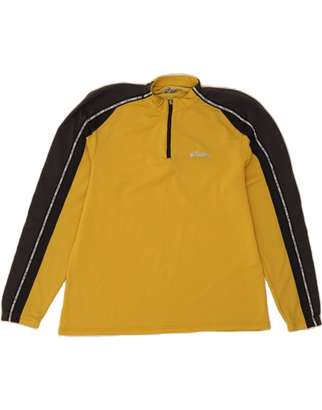 ASICS Mens Zip Neck Pullover Tracksuit Top Large Yellow Colourblock Vintage Asics and Second-Hand Asics from Messina Hembry 