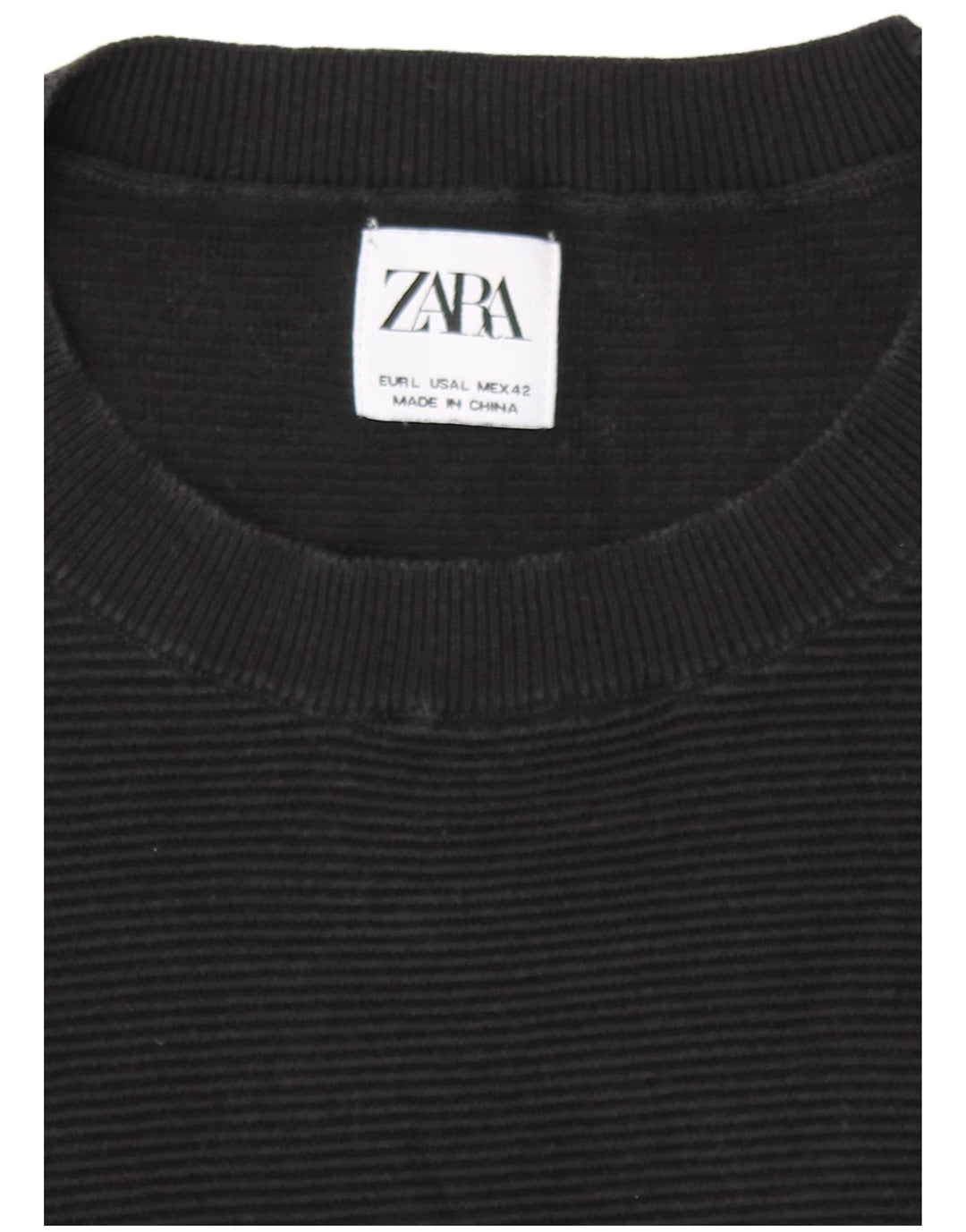 Zara Mens Crew Neck Jumper Sweater Large Black