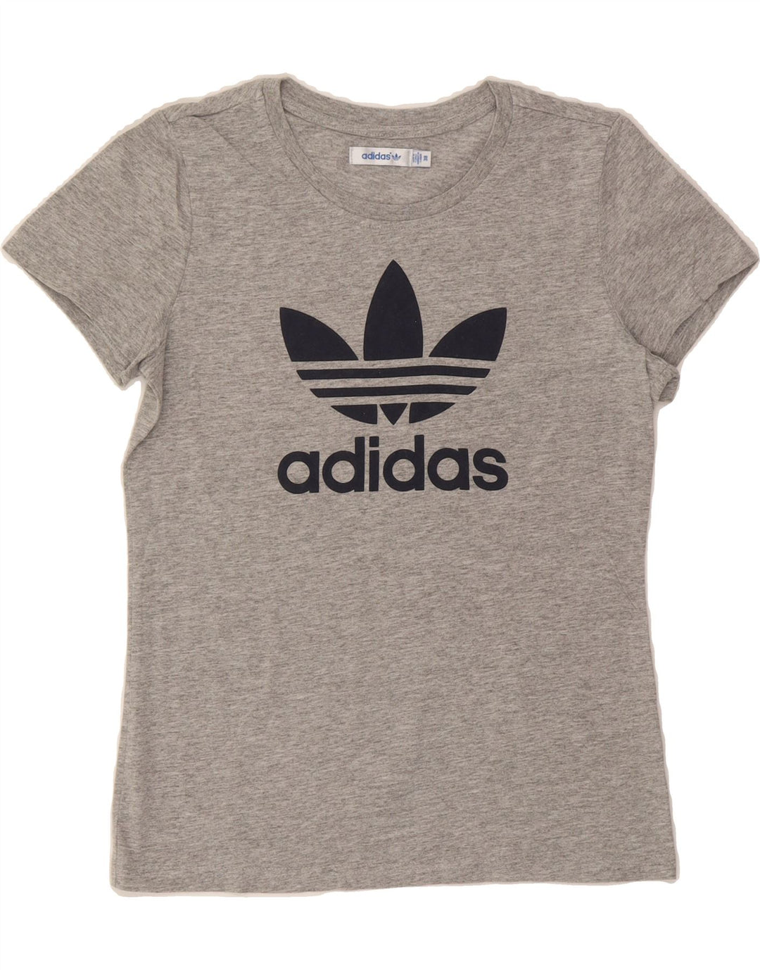ADIDAS Womens Graphic T-Shirt Top EU 38 Medium Grey Cotton Vintage Adidas and Second-Hand Adidas from Messina Hembry 