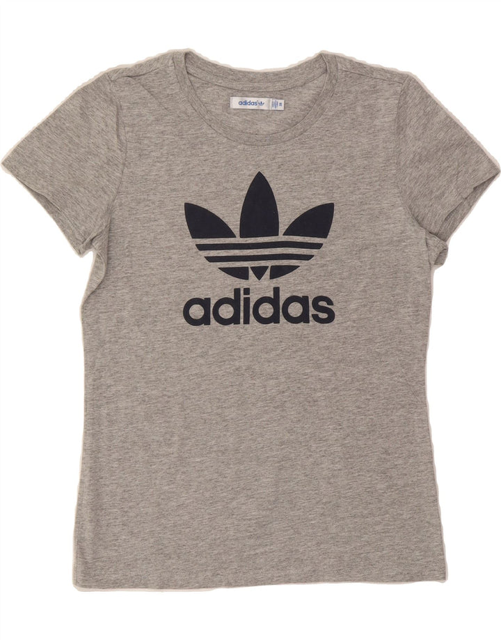ADIDAS Womens Graphic T-Shirt Top EU 38 Medium Grey Cotton Vintage Adidas and Second-Hand Adidas from Messina Hembry 