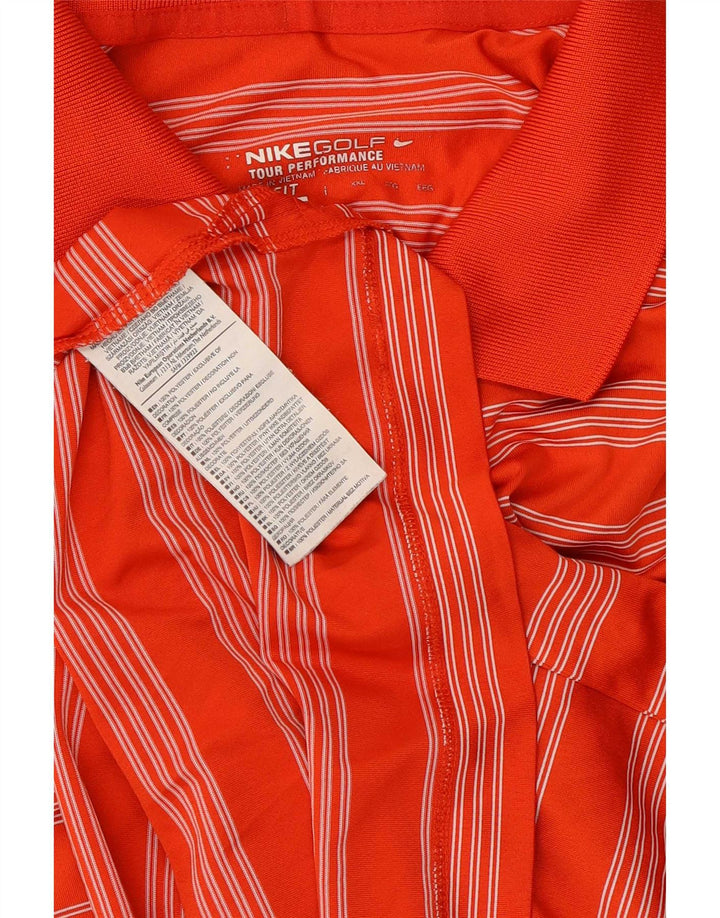 Nike Mens Dri Fit Polo Shirt 2XL Orange Striped Polyester