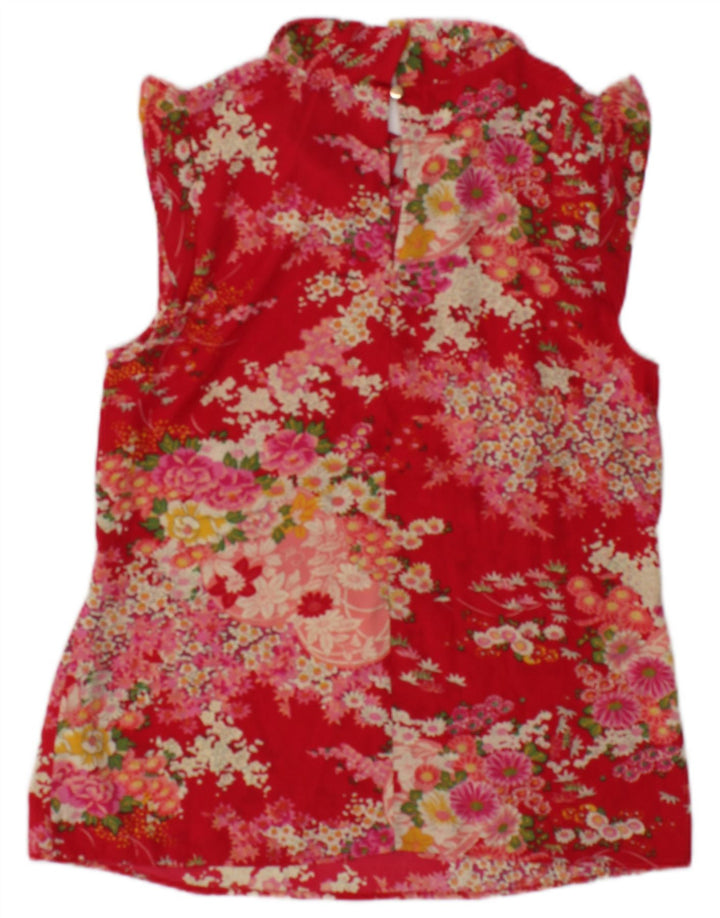 Oasis Womens Sleeveless Blouse Top UK 10 Small  Red Floral Polyester