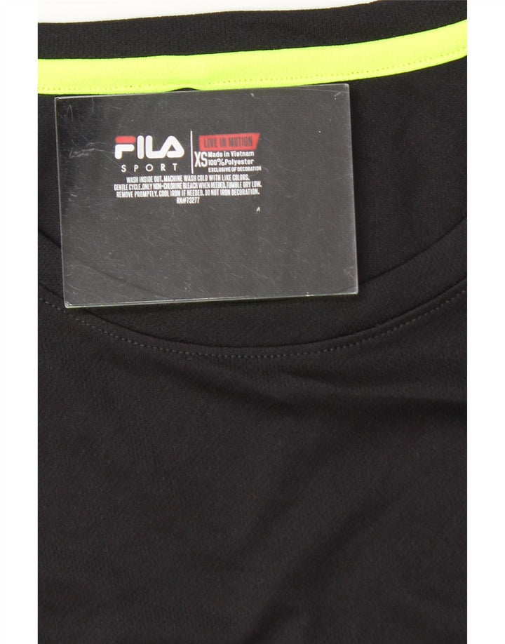 FILA Womens T-Shirt Top UK 6 XS Black Polyester Vintage Fila and Second-Hand Fila from Messina Hembry 