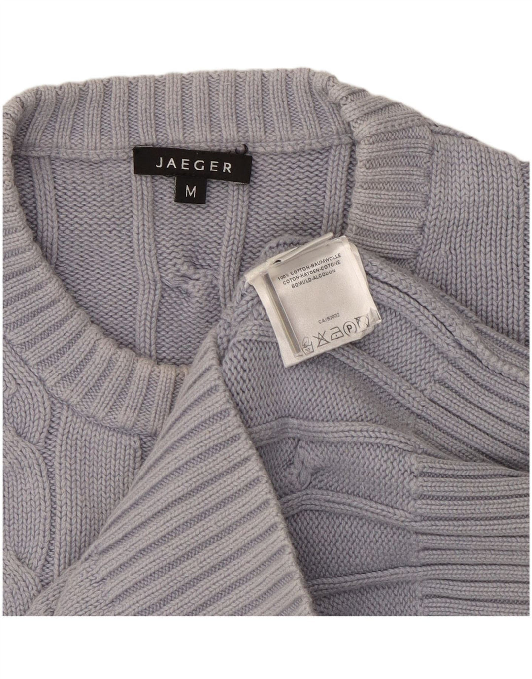 Jaeger Mens Crew Neck Jumper Sweater Medium Grey Cotton