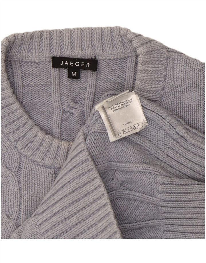 Jaeger Mens Crew Neck Jumper Sweater Medium Grey Cotton