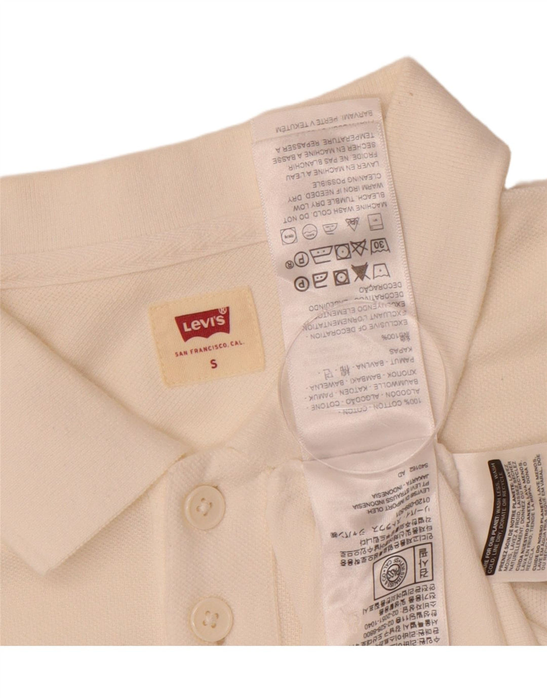 LEVI'S Mens Polo Shirt Small White Cotton Vintage Levi's and Second-Hand Levi's from Messina Hembry 