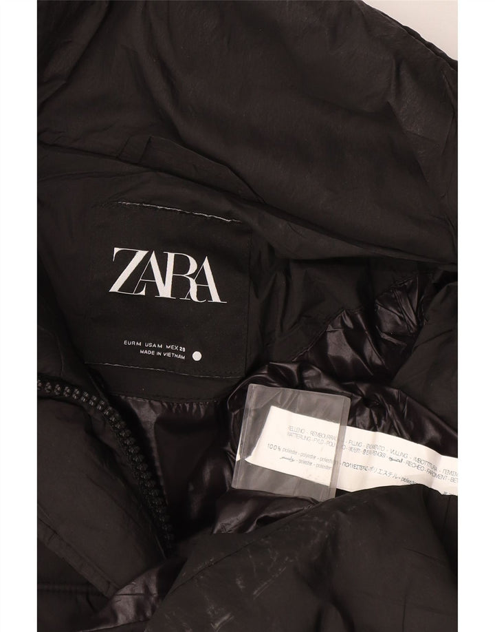 Zara Damen Kapuzenmantel, gepolstert, UK 14, Mittelschwarz, Polyester