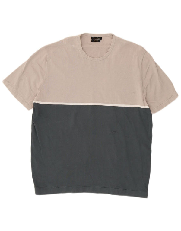 Massimo Dutti Pull à col rond pour homme XL Gris Colorblock