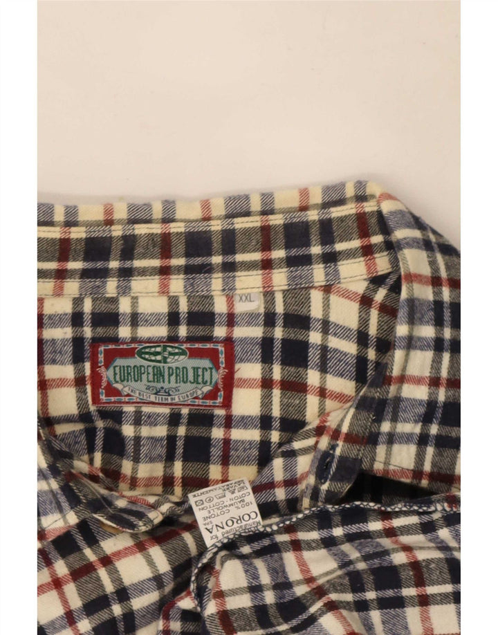 European Project Mens Flannel Shirt 2XL Multicoloured Check Cotton