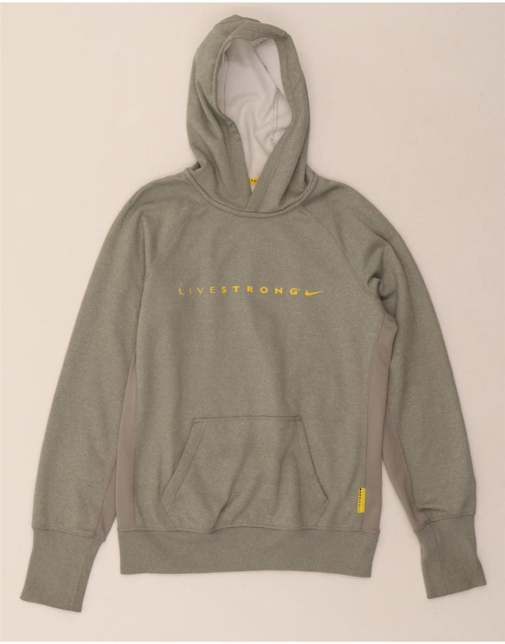 NIKE Mens Therma-Fit Graphic Hoodie Jumper Medium Grey Polyester Vintage Nike and Second-Hand Nike from Messina Hembry 