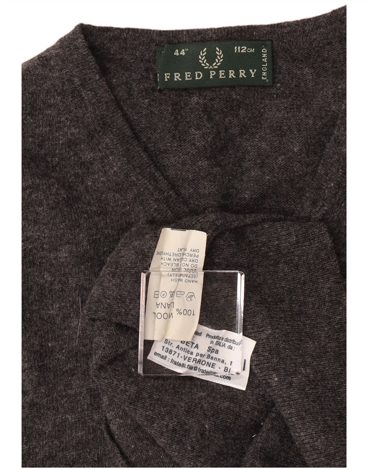 Fred Perry Mens Vest Tank Top Medium Grey Wool
