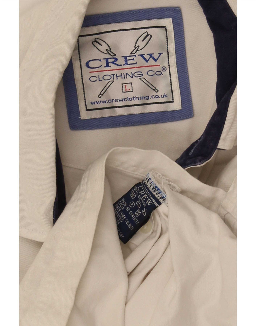 Crew Clothing Mens Pullover Shirt Large White Striped Cotton
