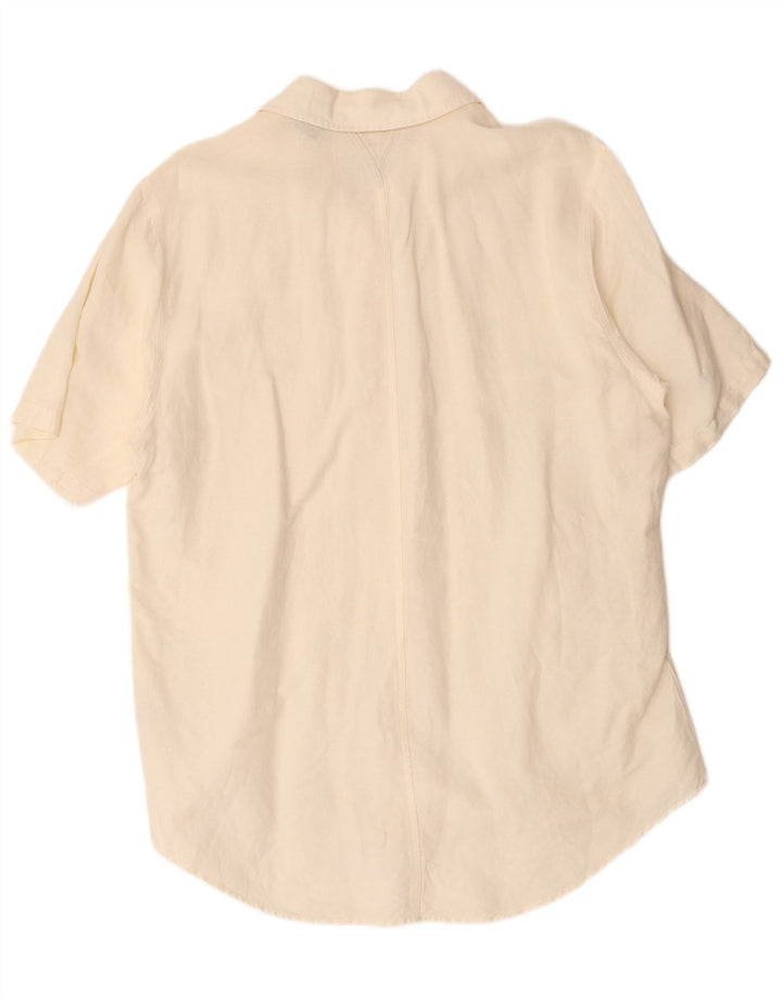 Timberland Mens Short Sleeve Shirt Large Off White Linen