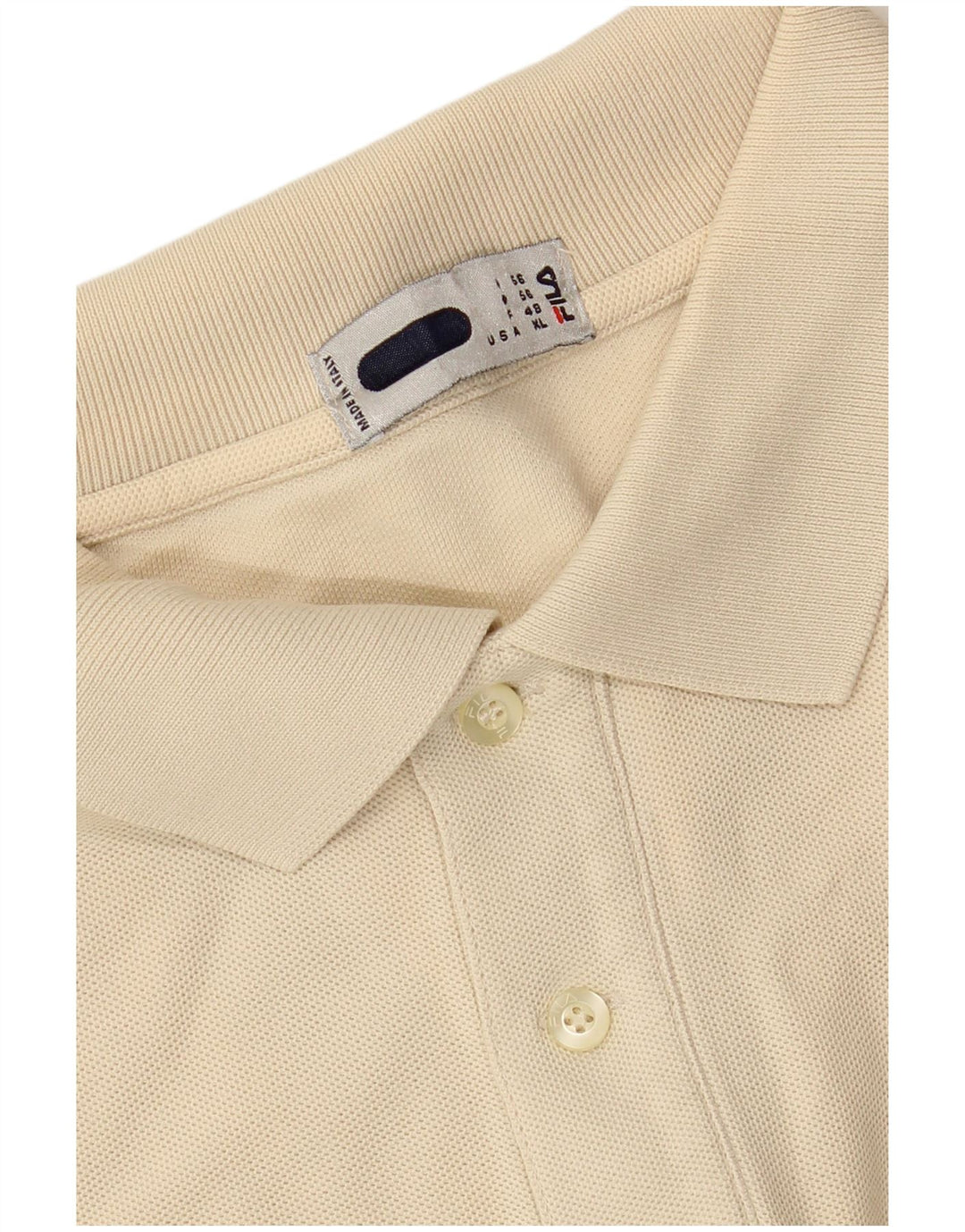 FILA Mens Polo Shirt XL Off White Cotton