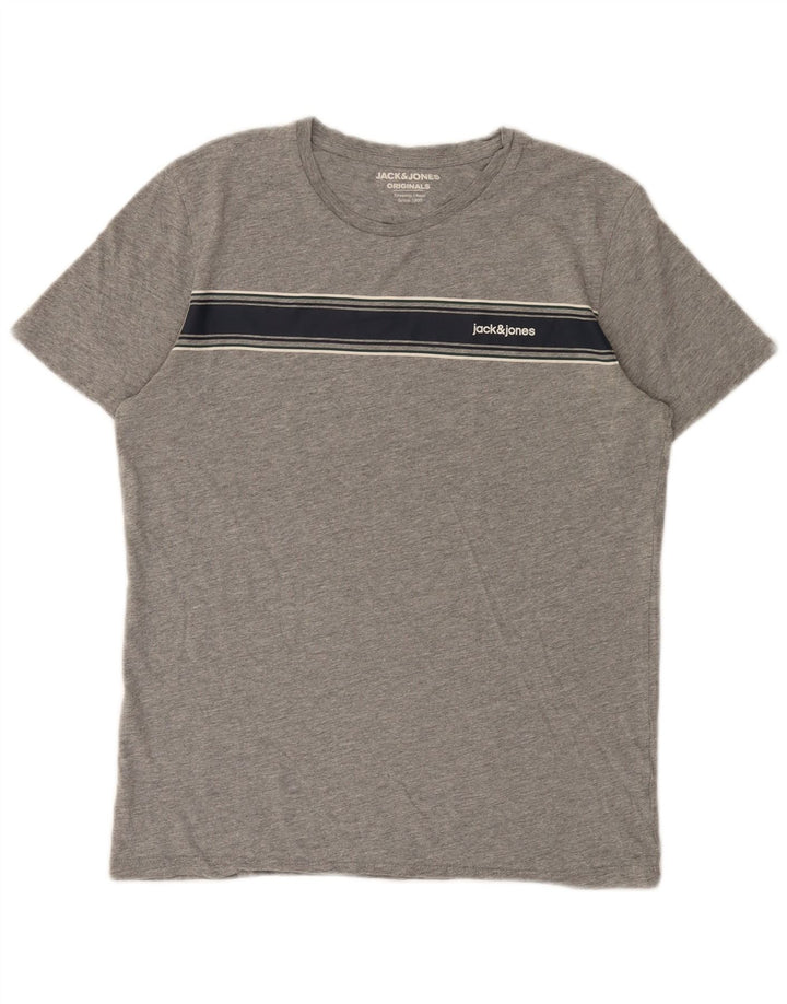 Jack & Jones Herren T-Shirt Top Small Grau Farbblock