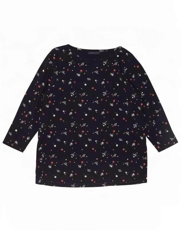 Marks & Spencer Damen-Top mit abstraktem Muster, 3/4-Ärmel, UK 20 2XL, Marineblau