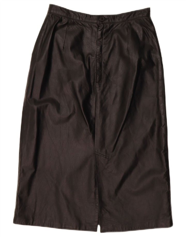 VINTAGE Womens Leather Skirt EU 40 Medium W28 Black Leather