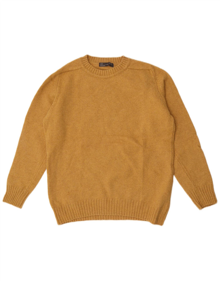 Zara Mens Crew Neck Jumper Sweater XL Yellow Wool
