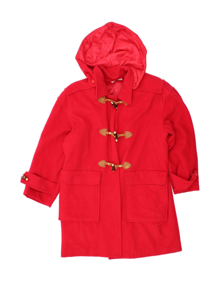 VINTAGE Womens Oversized Hooded Duffle Coat UK 10 Small Red Wool Vintage Vintage and Second-Hand Vintage from Messina Hembry 
