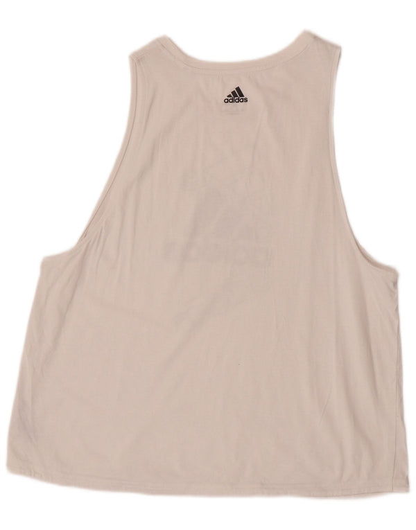 Γυναικείο γραφικό γιλέκο Adidas Top UK 16/18 μεγάλο λευκό βαμβακερό