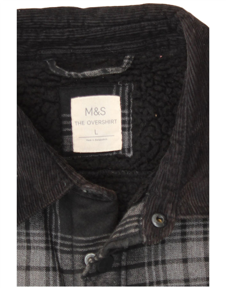 Marks & Spencer Mens Lumberjack Flannel Shirt Large Grey Check Cotton