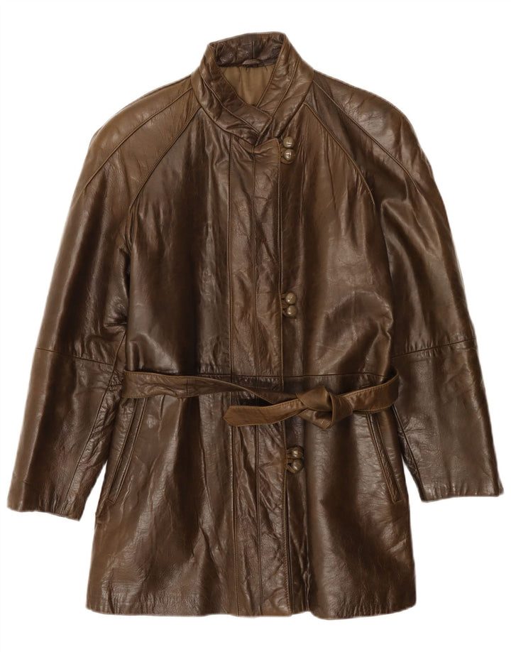 Manteau en cuir femme vintage IT 42 Cuir marron moyen